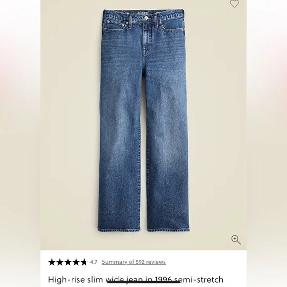 Women’s J Crew Wide Leg Jeans “96 Slim Wide” Size 29 - Picture 2 of 5
